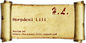 Horpácsi Lili névjegykártya